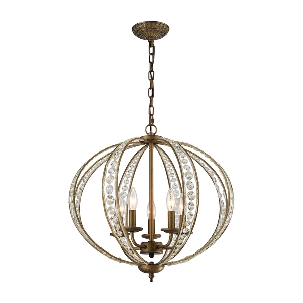 Elk Lighting Elizabethan 5-Light Chandelier in Dark Bronze with Clear Crystal 15965/5